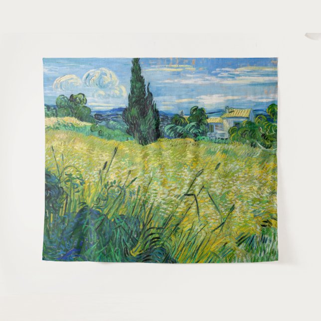 Tapete De Parede Vincent van Gogh - Campo de Trigo Verde com Cypres (Frente (Horizontal))