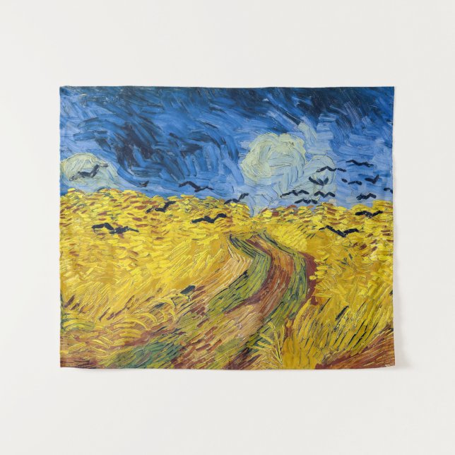 Tapete De Parede Vincent van Gogh - Wheatfield com Crows (Frente (Horizontal))