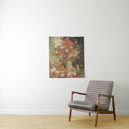 Tapete De Parede Vinho Tinto de Van Gogh Peônias e Crisântemos