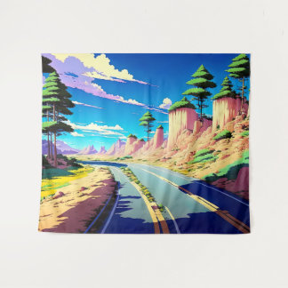 Tapete De Parede Vintage Anime Road Scenery