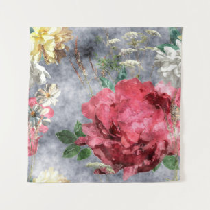 Tapete De Parede vintage aquarela colorida floral sem costura