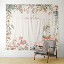 Tapete De Parede Vintage Bunny Chá de fraldas Backdrop Horizontal C