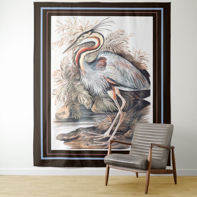 Tapete De Parede Vintage Elizabeth Gwillim Purple Heron (In Situ)