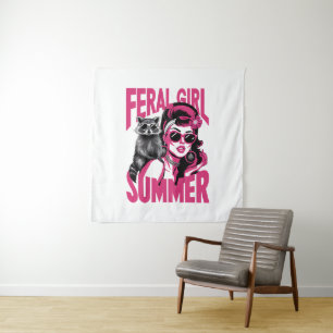 Tapete De Parede Vintage Feral Girl Summer Ogambm Funny Raccoon