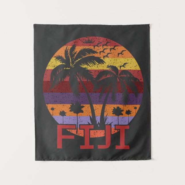 Tapete De Parede Vintage Fiji Summer Beach Viagem (Frente)