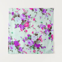 Vintage floral fabric, Fragment of colorful retro