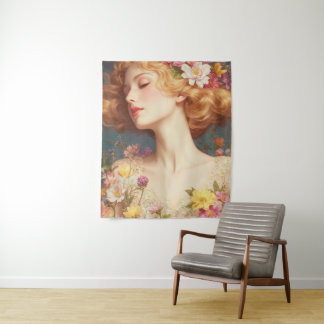Tapete De Parede Vintage Floral Goddess Portrait
