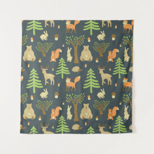 Tapete De Parede Vintage Forest Animal, Padrão Infantil.