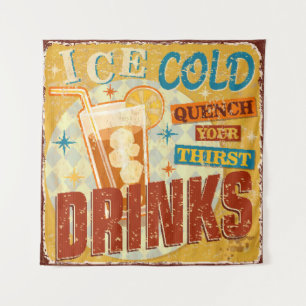 Tapete De Parede Vintage Ice Fold Bebidas Sinais de metal.