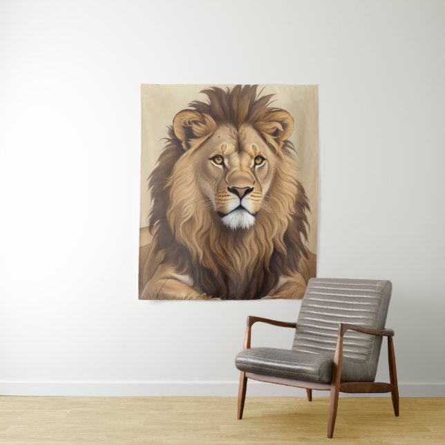 Tapete De Parede Vintage Lion Painting (In Situ)