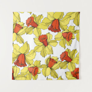 Tapete De Parede vintage Narcissus floral botanical flower Yellow a