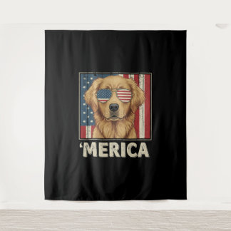 Tapete De Parede Vintage Ouro Retriever 'Merica Flag