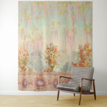 Vintage Pastel Azul, Cor-de-Rosa Verde, Floral Ele
