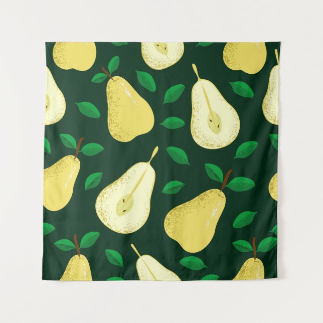 Tapete De Parede Vintage Pear Botânico: Verde-Claro (Frente)