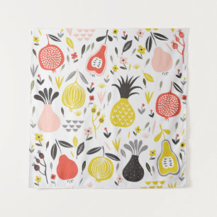 Tapete De Parede vintage sem costura com frutas, flores e