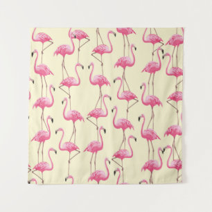 Tapete De Parede vintage, sem costura, gráfica realista flamingo a