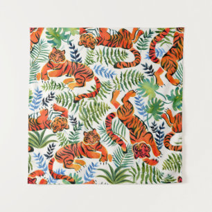 Tapete De Parede Vintage Tiger Jungle Watercolor