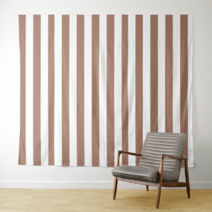 Tapete De Parede Vintage Vertical Stripes Mocha Mousse White