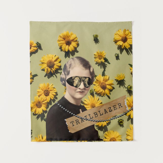 Tapete De Parede Vintage Woman Trailblazer Daisies Kitsch (Frente)