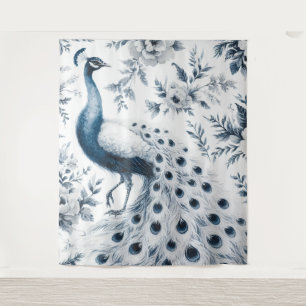 Tapete De Parede Vintagem de pavão azul
