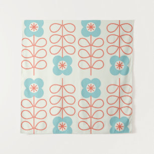 Tapete De Parede Vintagem Geométrica Floral do Estilo Nórdico.