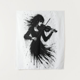 Tapete De Parede Violinista Nascido da Tinta na Tempestade de Som