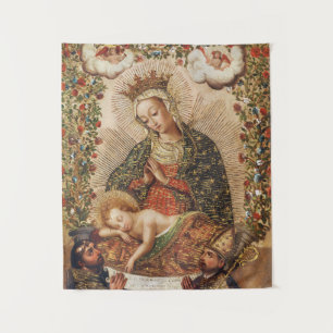 Tapete De Parede Virgem da Escola Cuzco Adorando o Menino Jesus