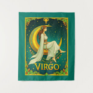 Tapete De Parede Virgo Maiden Sentado na Lua Crescente