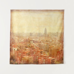 Tapete De Parede Visão de Barcelona em estilo grunge e retrô. barce