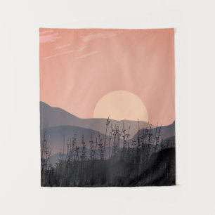 Tapete De Parede Vista cêntrica do pôr do sol numa paisagem desolad