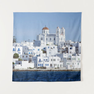 Tapete De Parede Vista da Ilha de Noussa da Aldeia Paros