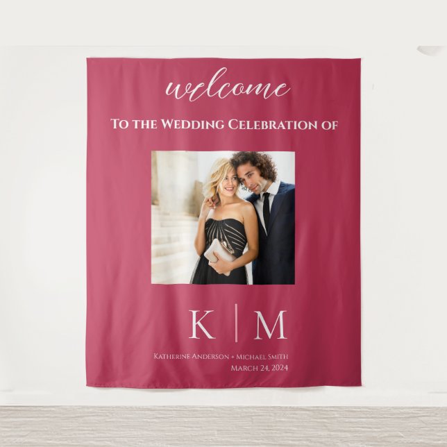 Tapete De Parede Viva Magenta e White-Photo-Wedding- (Frente)