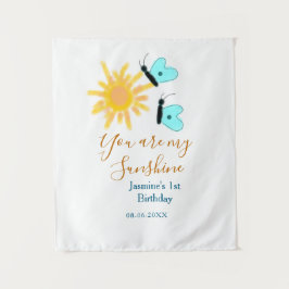 Tapete De Parede Você é meu sol amarelo laranja sol azul borboleta