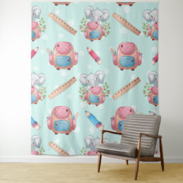 Tapete De Parede Voltar ao padrão de elefante escolar