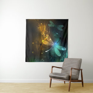 Tapete De Parede Voo luminoso verde de libélula