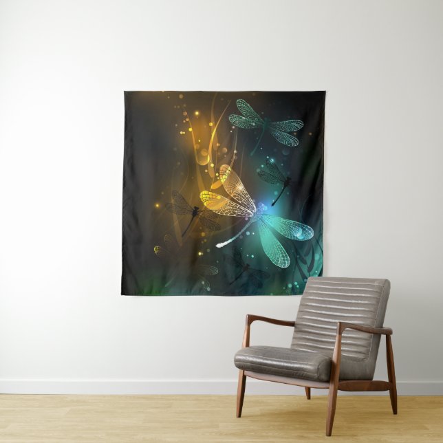 Tapete De Parede Voo luminoso verde de libélula (In Situ)