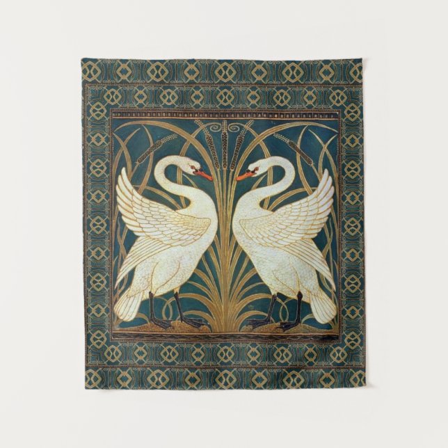 Tapete De Parede Walter Crane Swan, Rush E Iris Art Nouveau (Frente)