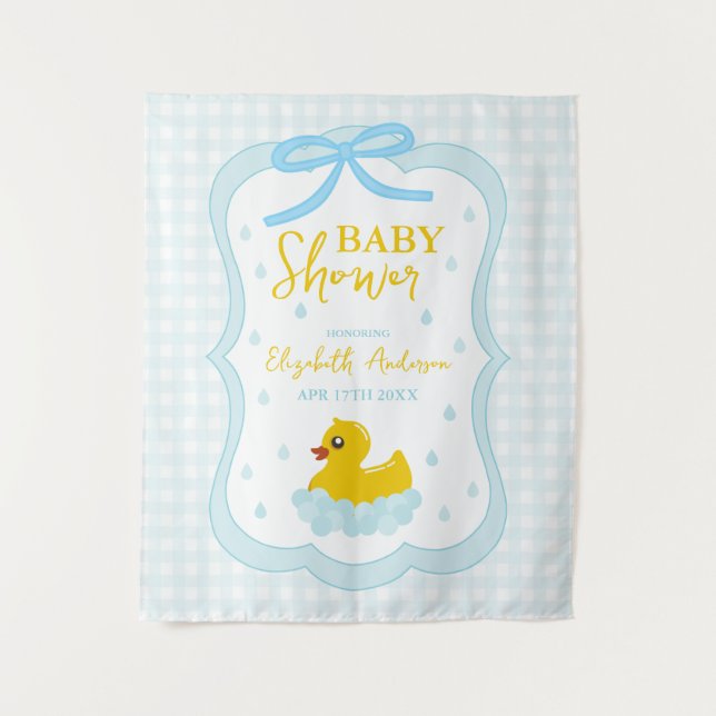 Tapete De Parede Water Droplets Gingham Boy Baby Shower Welcome (Frente)