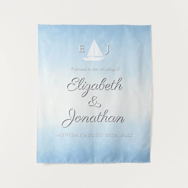 Tapete De Parede Water Meets Sky Watercolor Wedding (Frente)