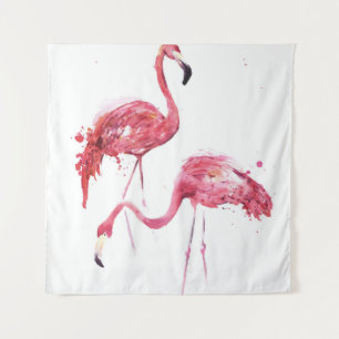 Tapete De Parede Watercolor Flamingos, Elegante Design.