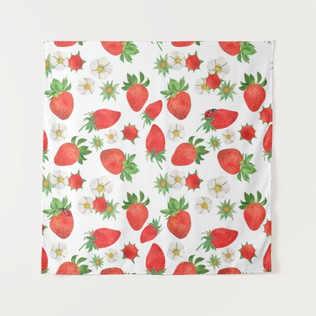Tapete De Parede Watercolor painting Seamless pattern of strawberri (Frente)