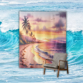 Tapete De Parede Watercolor Sketch Maui Hawaii Colorido |
