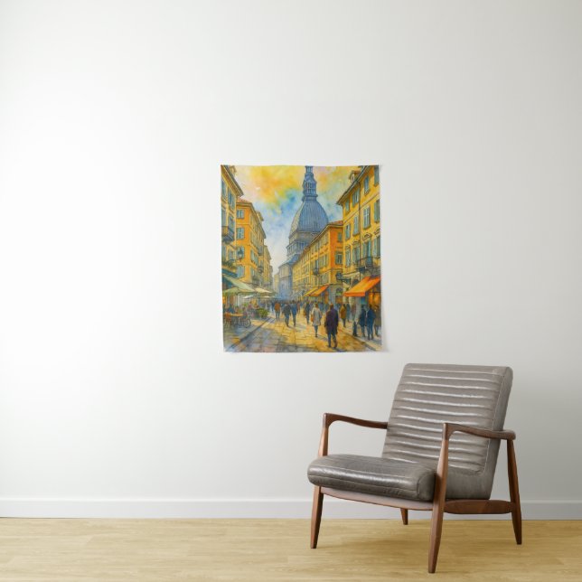 Tapete De Parede Watercolor Turin Italy – Mole Antonelliana City (In Situ)