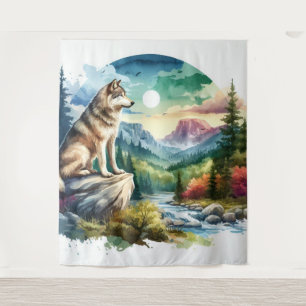 Tapete De Parede Watercolor Wolf
