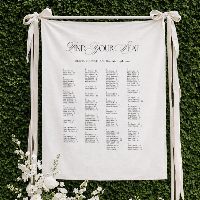 Tapete De Parede Wedding Seating Chart Alphabetical Fabric (Criador carregado)