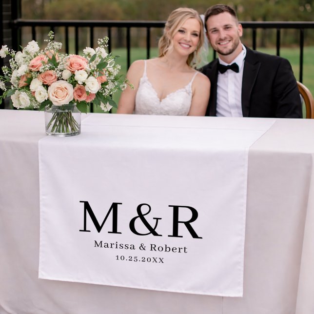 Tapete De Parede Wedding Table Runner Monogram Tapestry Banner (Criador carregado)