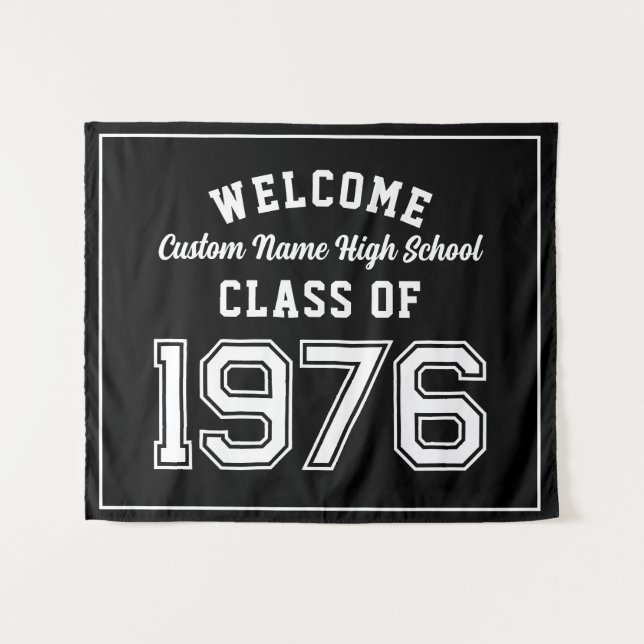 Tapete De Parede Welcome Class of 1976, Black Reunion Party Decor (Frente (Horizontal))