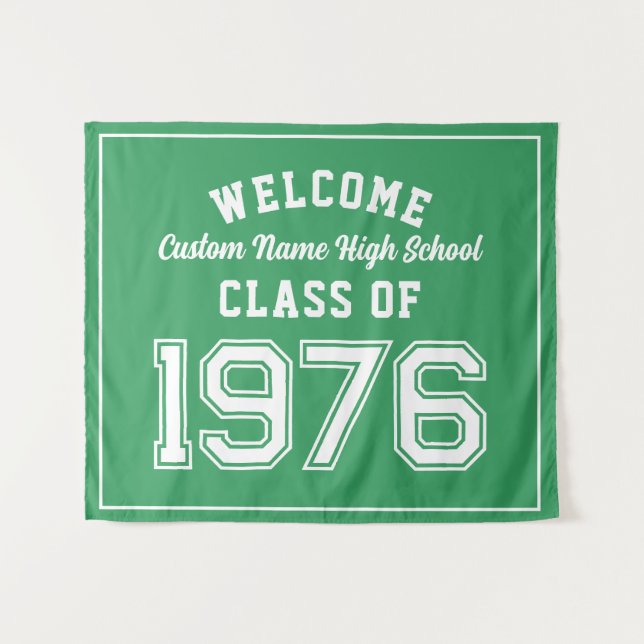 Tapete De Parede Welcome Class of 1976, Green Reunion Party Decor (Frente (Horizontal))