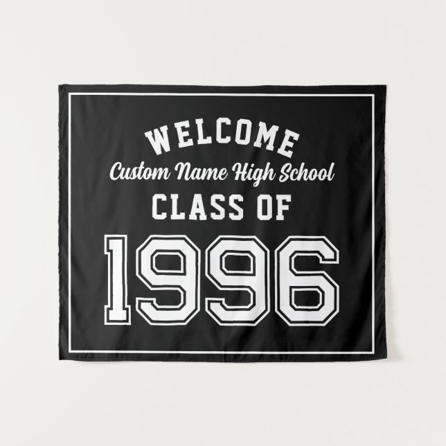 Tapete De Parede Welcome Class of 1996, Black Reunion Party Decor (Frente (Horizontal))