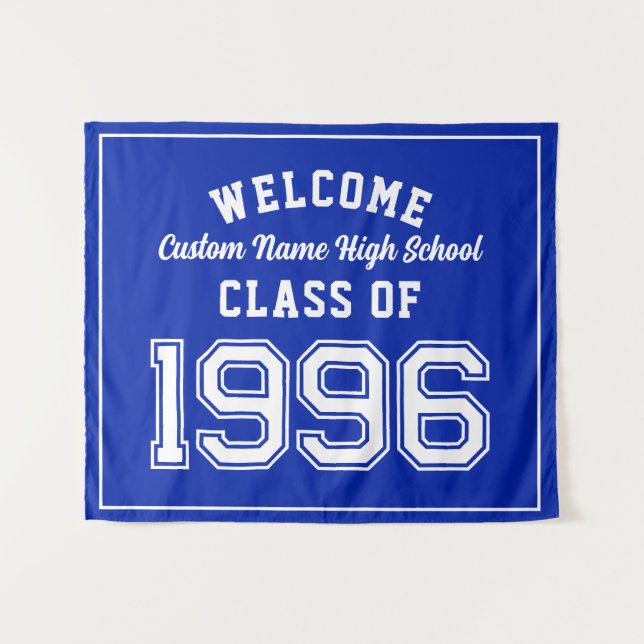 Tapete De Parede Welcome Class of 1996, Blue Reunion Party Decor (Frente (Horizontal))
